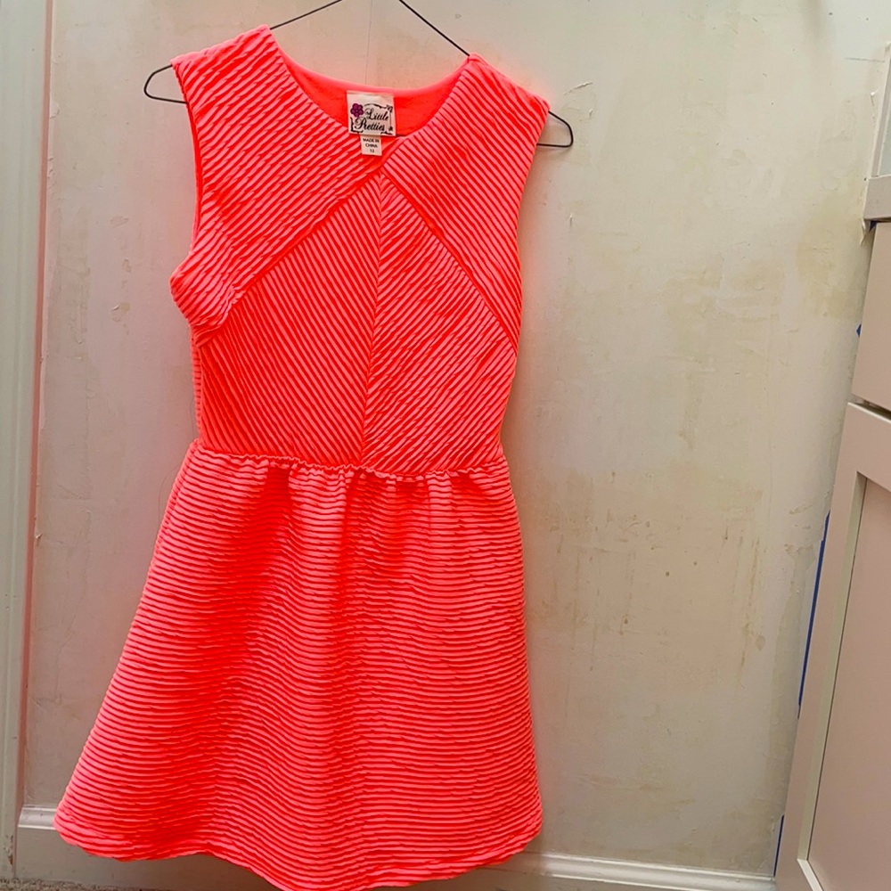 Neon Coral Formal Girls Dress